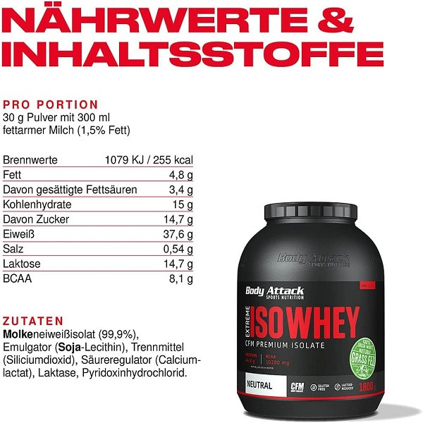 اکستریم وی ایزوله بادی اتک 1.8 کیلو Body Attack Extreme ISO Whey