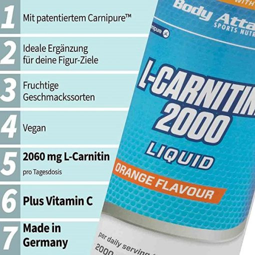 ال کارنیتین 2000 مایع بادی اتک یک لیتری BODY ATTACK L-CARNITINE LIQUID 2000