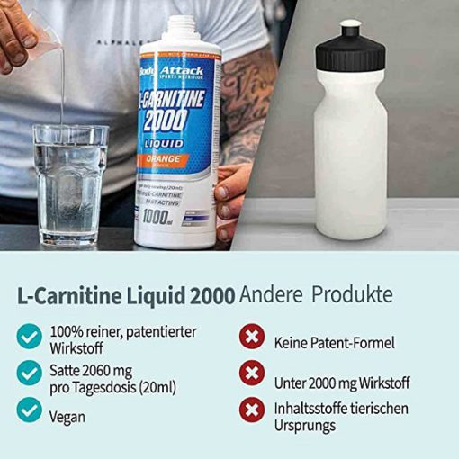 ال کارنیتین 2000 مایع بادی اتک یک لیتری BODY ATTACK L-CARNITINE LIQUID 2000