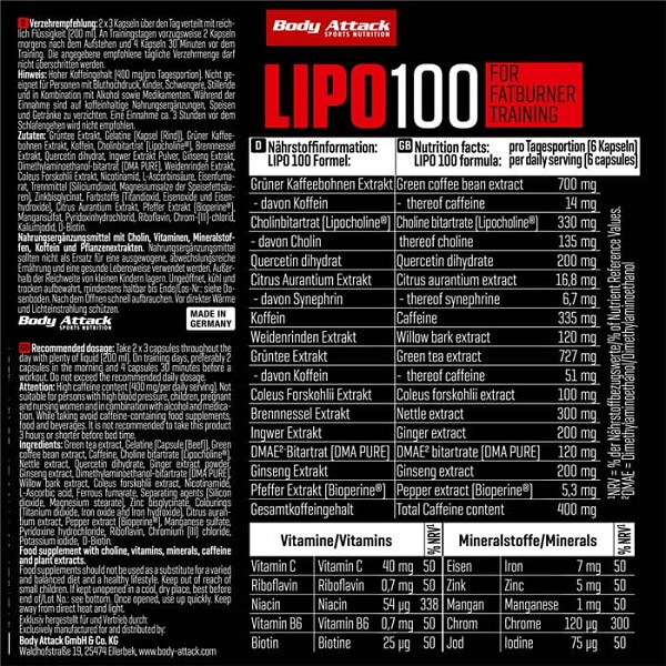 چربی سوزی لیپو 100 بادی اتک 120عددی BODY ATTACK LIPO 100