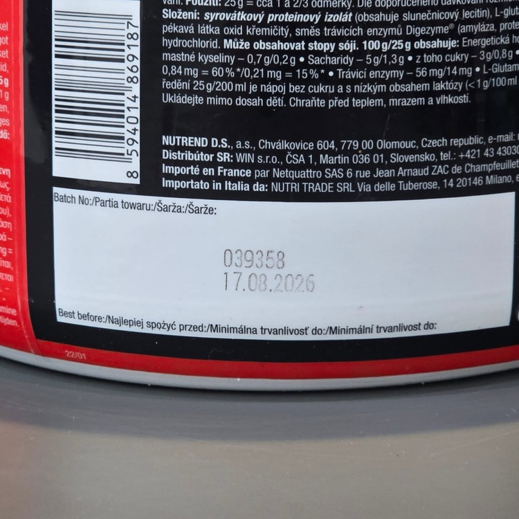 وی ایزوله ناترند پروزیرو Nutrend ISO WHEY PROZERO