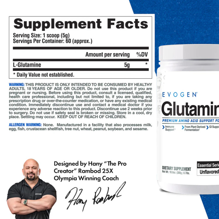 گلوتامین ایوژن اصل | Glutamine Evogen 300 گرم 60 سروینگ لاین آمریکا