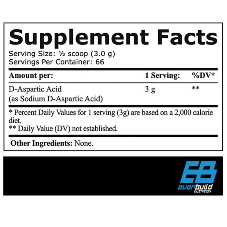 دی اسپارتیک اسید اوربیلد | Everbuild D-Aspartic Acid 3000 - 200g