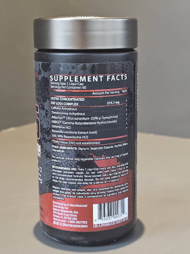 خرید لیپوسیکس بلک اولترا ناترکس 60 کپسول (ضمانت اورجینال) Nutrex Lipo-6 Black Ultra