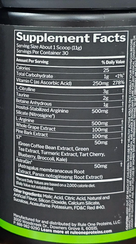 پمپ بدون کافئین رول وان – Rule One Pump Nitric Oxide Booster